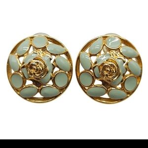 Elegant Gold and Mint Earrings